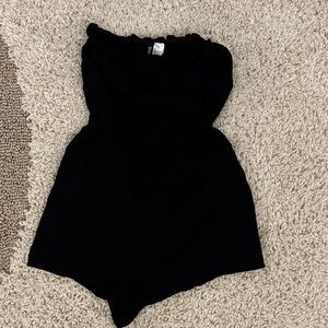 Divided Black Strapless Romper